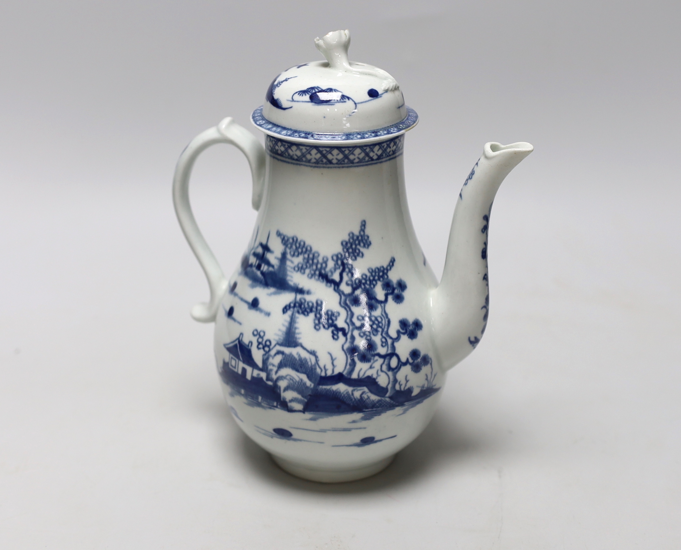 A Worcester Cannonball pattern coffee pot, c.1780